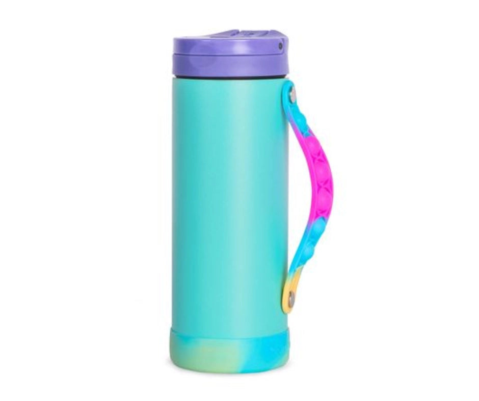 Elemental 18oz Ocean Friends Kids Splash Water Bottle for School with Innovative Pop Fidget Strap and Leakproof Spout with Straw Tritan BPA Free